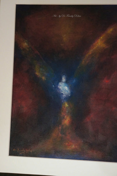 "Angel Emerges" Canvas Hand Embellished Matted Painting-Print by Dr Franky Dolan